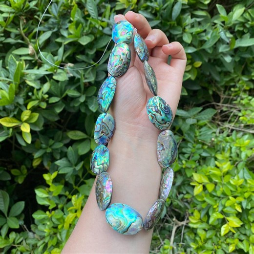Abalone Shell Oval Large Nugget Beads Double Sided Iridescent Shell Beads Jewelry Making Statement Necklace Pendant Boho Style - Etsy