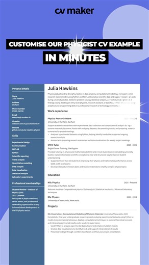 Physicist CV Example!