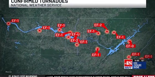 Confirmed tornadoes from May 20 outbreak in north Alabama