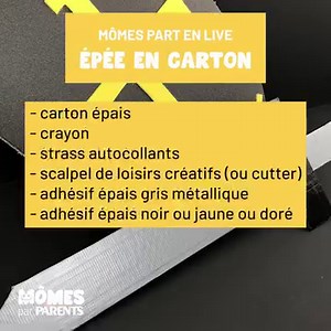 🔴 LIVE - MERCREDI 23 FEVRIER - 14H30 Carnaval et Mardi Gras en vue, comme une envie de se déguiser 🤩. Dans le prochain atelier bricolage, nous vous montrerons comment réaliser une épée en carton pour les mini combattants.tes. 👉 Abonnez-vous à notre page FB pour recevoir une notification du direct à 14H30 🔔 Mettez une alarme sur votre téléphone à 14H30 😉 | Momes