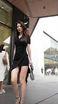 Asian tall girl graceful walk