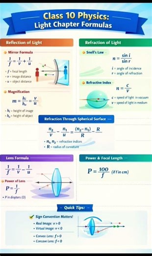 class 10 physical science light formula 🥇🥇