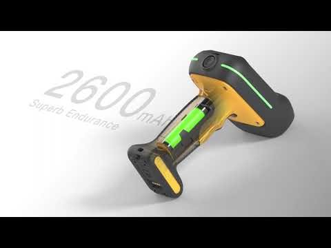 (EN)BCST-75X 2D Industrial RFID Barcode Scanner Wireless, IP67 with Charging Cradle, 2600mAh Battery