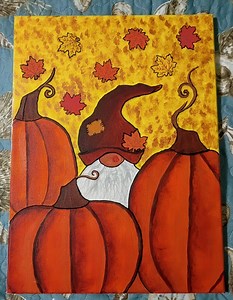 Fall Gnome in Pumpkins Painting - Etsy