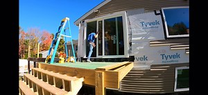 Six years ago when we built this family room, we knew that were going to be removing this window someday and installing an 8’ Harvey Windows Doors slider to access a big, beautiful deck.. that moment has come! | Hometown Handyman and Remodeling