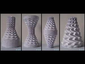 Origami Miura Fold Collapsible Cone Shaped