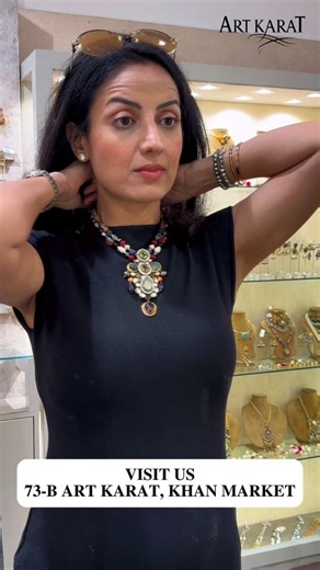 Jewels, stories, and shared smiles - a wonderful walkthrough with @mili_pahwa at our store. Shop now: www.artkarat.com (link in bio) WhatsApp: 91 9212663958 Visit us: 73B Khan Market, New Delhi . . . . . #artkarat #storewalkthrough #semipreciousnecklace #semipreciousjewellery {Necklace, Bangle, Kundan, Polki, Traditional, Indian Jewellery, Heritage Craft, Festive Look, Luxury, Rings, Bracelets, Wedding Season, Store Walkthrough} | Art Karat