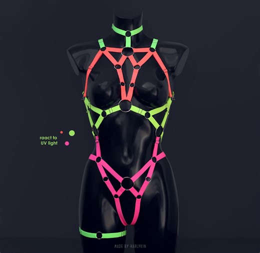 Neon Rave Outfit, UV Clothes, Festival Outfit, Dance Outfit, Rave Neon Costume, Festival Clothing, Harness Festival, EDM, Burning Man Outfit - Etsy
