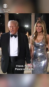 President Trump and first lady Melania Trump attended a New Year’s Eve party at Mar-a-Lago on Wednesday night. On the red carpet, when asked if he had a New Year’s resolution, Trump told reporters it’s “peace on Earth.” | CBS News