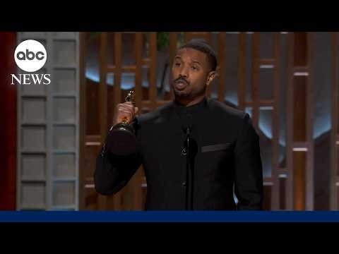 Michael B. Jordan wins Oscar for best actor for 'Sinners'
