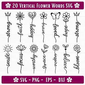 Inspirational Flower Words SVG Bundle: Tumbler Quotes, Positive Affirmations (digital Download) - Etsy