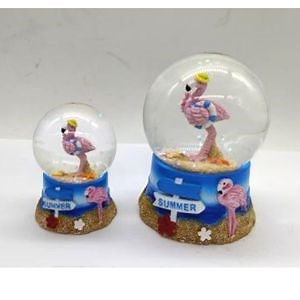 [Hot Item] Custom Beach Design Resin Animal Figurine Flamingo Snow Globe for Souvenir Gift