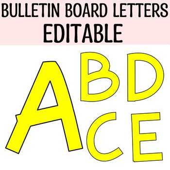 Printable Yellow Bulletin Board Alphabet Letter, Wall Display Letters, Alphabets