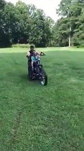 42K views · 1K reactions | No big deal, just cruising down the lawn with a kid in a 78 shovelhead! nice one Asa! | Choppertown | Facebook