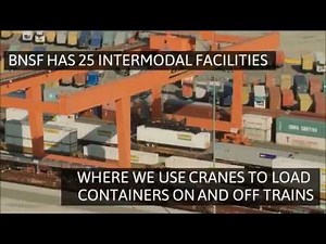 BNSF uses wide-span electric cranes to load intermodal trains