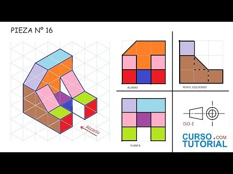 Elevation, Plan and Profile of a Piece E16 Technical Drawing View Exercises European System