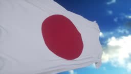 Drapeau du Japon flottant dans le vent, le ciel et la vidéo de fond...