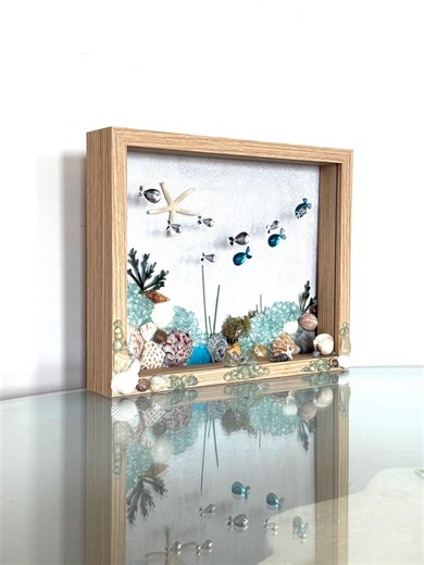 Sea Glass Shadow Box, Framed Seashells, Handmade Aquarium Decor, Coastal Wall Art, Beach Lovers Gift, Birthday Gift, Beach House - Etsy