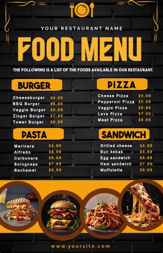 Restaurant Food Menu Template: Editable Canva Flyer, Catering Pricelist (digital Download) - Etsy Australia