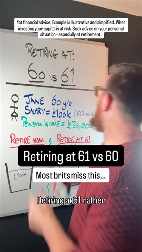 Retiring at 60 vs 61… We default to round numbers when decisions feel big. Retirement planning is no exception — and the cost can be huge. *⚠️ This content is not financial advice and should be used for educational purposes only. We recommend you do your own research and consider taking personal advice before making any financial decisions.* Investing over the long term typically outperforms cash savings, but values can fall as well as rise over time. Any information we provide is to help with y