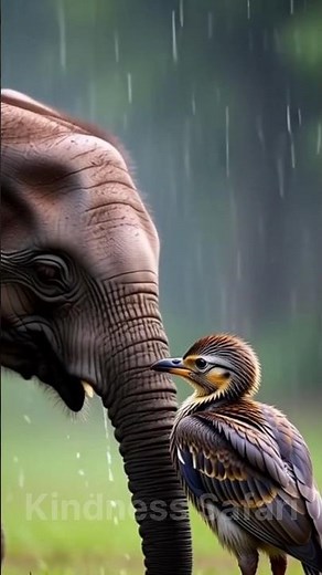 Baby Elephant Protects a Little Bird from Rain 🌧🐘 | Silent Jungle Kids Animation