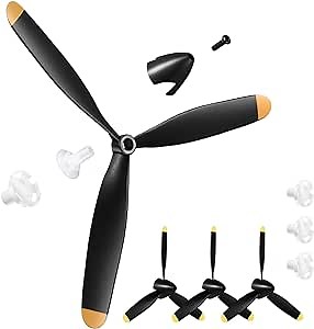 Poen 3 Sets 761-12 RC Plane Propeller 3 Blade Propeller Spare Airplane Propeller Remote Control Airplane Spitefire Radio Controlled Plane with Propeller Adapters