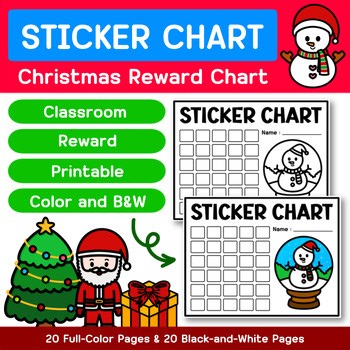 STICKER CHART | POSITIVE BEHAVIOR INCENTIVE REWARDS | REWARD | CHRISTMAS THEME