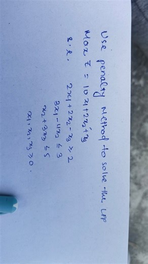 Use penalty method to solve the LPP Max Z = 10x1 + 2x2 + x3 s.t... | Filo