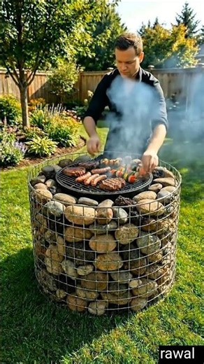 How to Build a Beautiful DIY Gabion Rock Fire Pit
