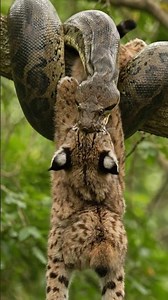 Jungle's Ruthless Embrace: Python Constricts Lynx! #Wildlife #Nature #PredatorPrey #Python #Lynx