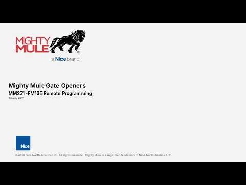Mighty Mule MM271 - FM135 Remote Programming