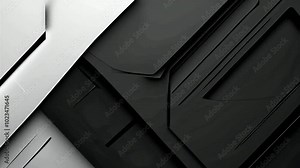 Abstract geometric design featuring layered black and white shapes for modern aesthetics.