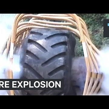 These tire blowouts are so dangerous they have to be kept in a cage