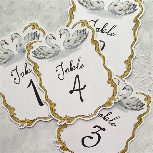 Wedding Table Numbers With Swans – Romantic Table Decor - Etsy