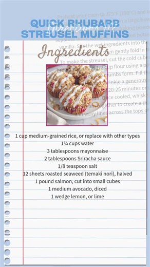 Quick Rhubarb Streusel Muffins