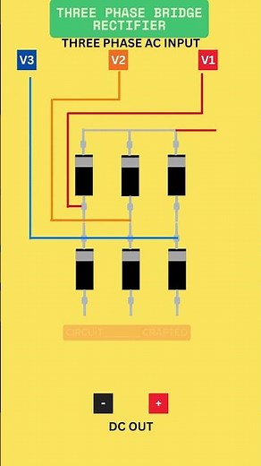 Three Phase Bridge Rectifier Circuit | Three Phase Rectifier Using 6 Diodes #diy #electronic