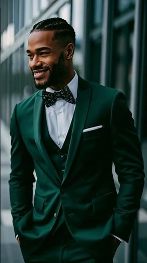 Green tuxedo wedding