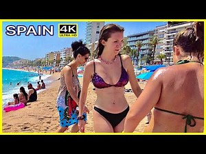 Beach Walk tour - Costa Brava Spain - August 2022 - 4K Ultra HD