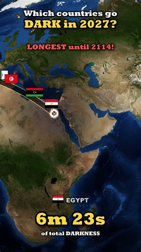 Which Countries Go DARK on Aug 2, 2027? 🌑 Longest eclipse until 2114 #Shorts #eclipse #space