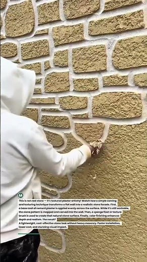 Fake Stone Wall Finish Hack! #construction #DIY #plastering
