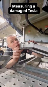 Getting this Tesla model 3 all measured up so we know what we are dealing with for the estimate and to make sure we get all the correct parts on order to continue with this repair. • #tesla #teslamodel3 #luxurycarrepair #bodyshoplife #autobody @car_o_liner | Luxury Car Repair