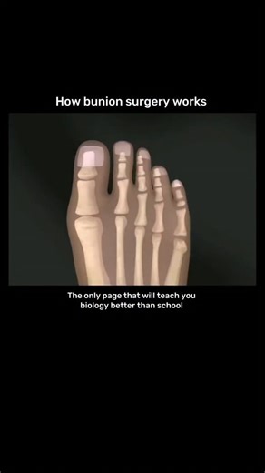 medical / biology explain on Instagram: "Bunion surgery, also known as a bunionectomy, is a procedure to correct a deformity of the big toe joint where a bony bump (bunion) forms. The surgery typically involves making an incision along the side or top of the foot near the affected joint. The surgeon then removes the bony bump and realigns the bones, ligaments, and tendons to restore the natural position of the toe. Depending on the severity, the surgeon may cut and reposition the bones (called a