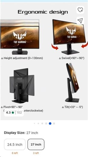 ASUS 68.58 cm (27 inch) Full HD LED Backlit IPS Panel Gaming Moni