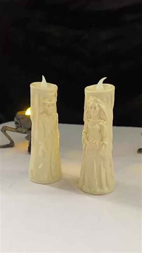 Halloween Skull Flameless LED Pillar Candle Light Battery Operated Indoor Skeleton Ghost Groom Bride Table Centerpiece Decor