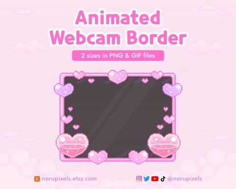 Kawaii Pixel Hearts Webcam Overlay | Valentines Animated Webcam Border for Twitch Stream - Etsy Australia