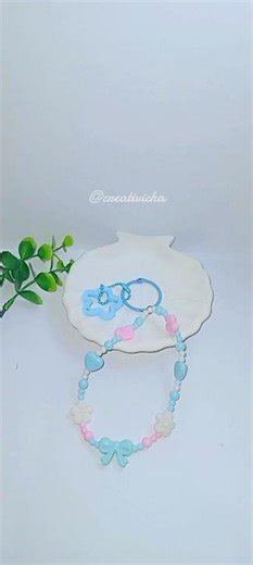 Making Cute Blue Keychain. #keychain #phonestrap #phonecharm #handmade #craft #creativicha #shorts