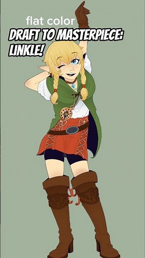 Linkle Fan Art Process: Rough Sketch to Final Phase #linkle #art