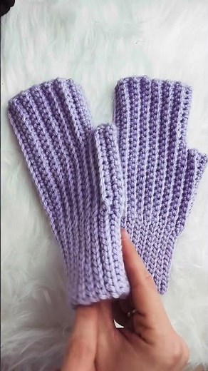 Crochet Ribbed Fingerless Hand Warmers