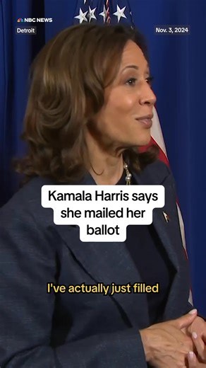 7K views · 259 reactions | Kamala Harris says she completed her ballot and mailed it back to California, where she is registered. She declined to say how she voted on a criminal justice ballot measure. nbcnews.to/3UBZrP8 | NBC Politics | Facebook