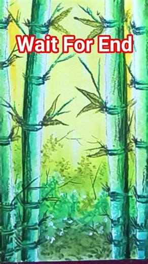 Aesthetic Bamboo Forest 🌿✨ | Oil Pastel Art #shorts #shortsfeed